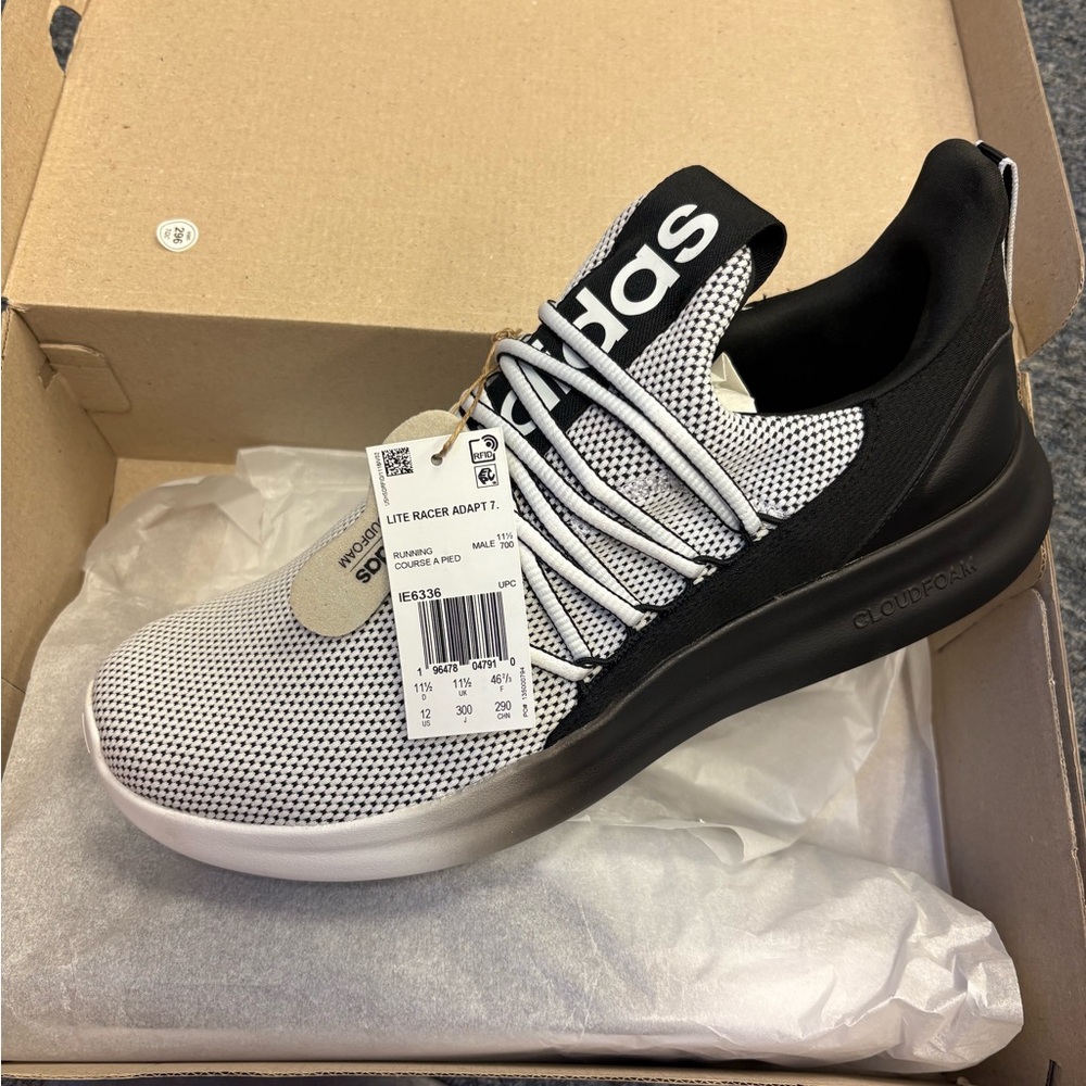 Adidas Black and Gray Lite Racer Sneakers